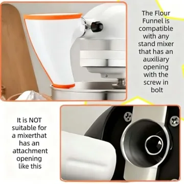 Flour Funnel for KitchenAid Mixer 5 Qt Non-Spill Design