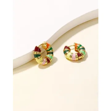 Gold Enamel Hoop Earrings for Stylish Women