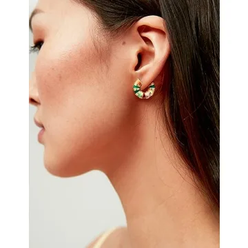Gold Enamel Hoop Earrings for Stylish Women