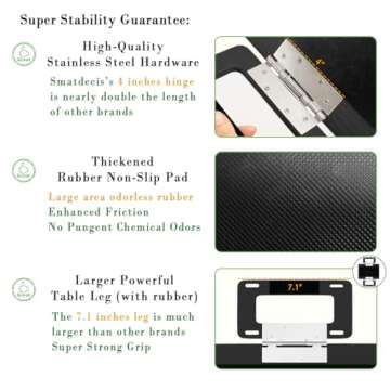 Smatdecis Couch Arm Tray Table Sofa Arm Clip Table,Armrest Tray Table Suitable for Home Drinks/Fast Food/Fruit Etc, Large Size Multi-Function Table Couch Arm Table Black