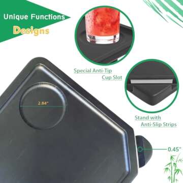 Smatdecis Couch Arm Tray Table Sofa Arm Clip Table,Armrest Tray Table Suitable for Home Drinks/Fast Food/Fruit Etc, Large Size Multi-Function Table Couch Arm Table Black