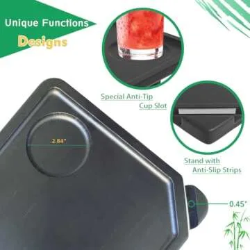 Smatdecis Couch Arm Tray Table Sofa Arm Clip Table,Armrest Tray Table Suitable for Home Drinks/Fast Food/Fruit Etc, Large Size Multi-Function Table Couch Arm Table Black