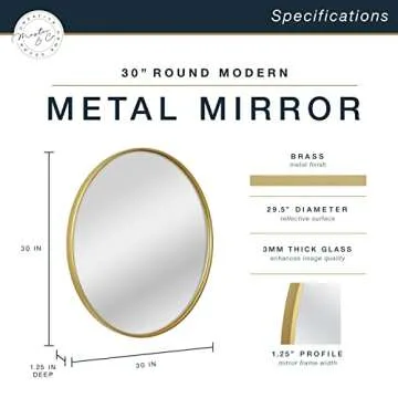 MCS Modern Metal Round Wall Mirror 30 Inch Brass Decor