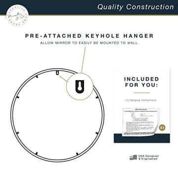 MCS Modern Metal Round Wall Mirror 30 Inch Brass Decor