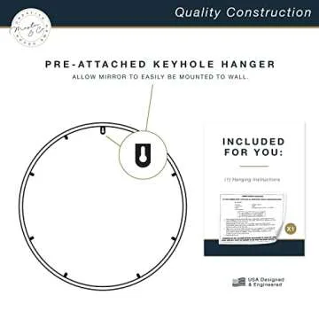 MCS Modern Metal Round Wall Mirror 30 Inch Brass Decor