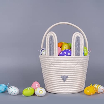 CubesLand Bunny Easter Basket for Kids, 9.8" Durable