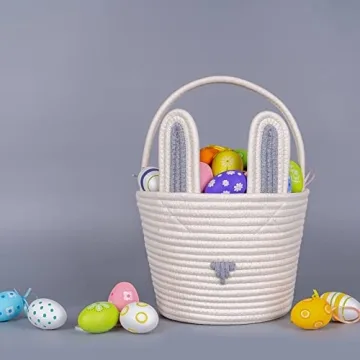 CubesLand Bunny Easter Basket for Kids, 9.8" Durable