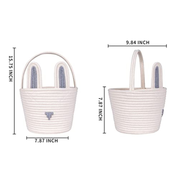 CubesLand Bunny Easter Basket for Kids, 9.8" Durable