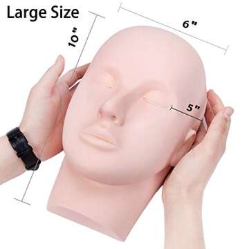 BHD BEAUTY Eyelash Practice Training Head for Makeup Cosmetology Beige Flat Soft PVC Material Head w...