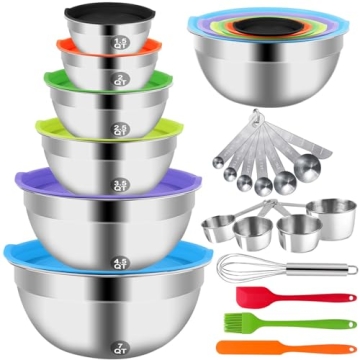 WEPSEN 27PCS Mixing Bowls Set - Kitchen Utensils Included