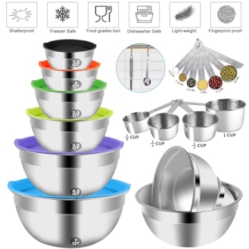 WEPSEN 27PCS Mixing Bowls Set - Kitchen Utensils Included