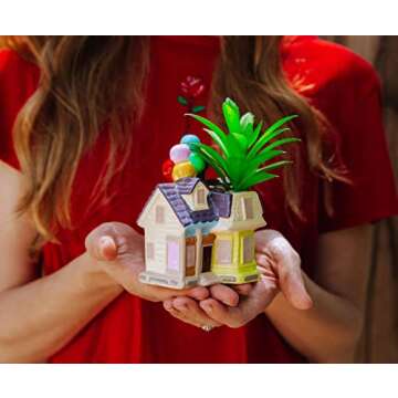 Silver Buffalo Disney and Pixar Up House 5-Inch Ceramic Mini Planter with Artificial Succulent | Small Flower Pot for Crafts, Faux Indoor Plants for Desk Shelf, Cute Home Decor Trinket Tray