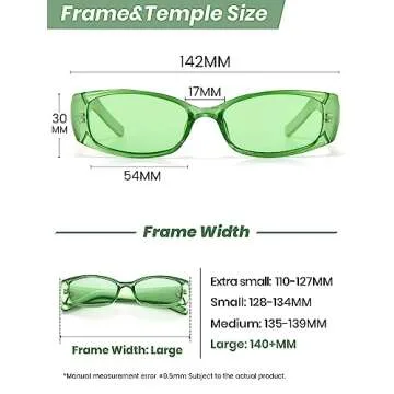 Veda Tinda Vision Green Rectangle Sunglasses for Women Retro 90s Rave Trendy Y2k Rectangular Clear Shades for Men Warp Around Sport Transparent Mens Sun Glasses UV400 Protection Womens Accessories