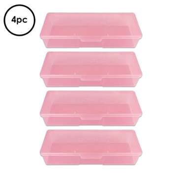 Beauticom Pink Storage Case Set - Large Nail Art Box for Professionals (4 Pack)