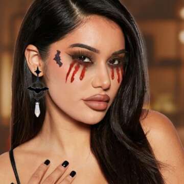 Goresory Halloween Earrings Bat Earrings Ghost Theme Dangle Earrings Black Halloween Dangle Earrings...