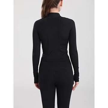 Vsaiddt Women's Athletic Half Quarter Zip Pullover Sweatshirt Quick Dry Workout Jackets Yoga Running Crop Track Jacket (A-Black, L)