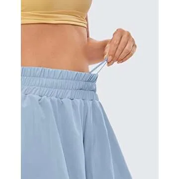 CRZ YOGA 2 in 1 Flowy Running Shorts for Women High Waisted Quick Dry for Athletic Gym Lounge Workout Cute Tennis Skirts The Breeze Blue XX-Small