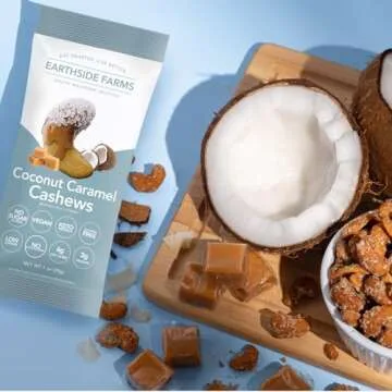 Earthside Farms Cashews, A Keto Friendly, Low Carb, Low Sugar Snack, Individual Packs of Sweet and Crunchy Nut Coated in a Sweet Candy (1 Ounce, 6 Pack)