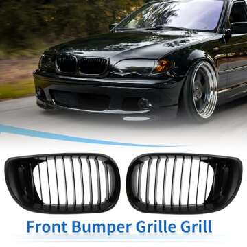 uxcell No.51137042961/51137042962 Front Upper Hood Bumper Grille Grill for BMW 335i 2010-2013 Front Upper Bumper Kidney Grille Grill Signal Slat Matte Black Pair