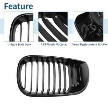 uxcell No.51137042961/51137042962 Front Upper Hood Bumper Grille Grill for BMW 335i 2010-2013 Front Upper Bumper Kidney Grille Grill Signal Slat Matte Black Pair