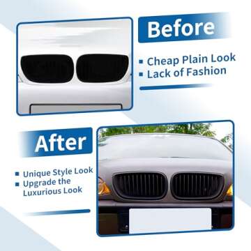 uxcell No.51137042961/51137042962 Front Upper Hood Bumper Grille Grill for BMW 335i 2010-2013 Front Upper Bumper Kidney Grille Grill Signal Slat Matte Black Pair