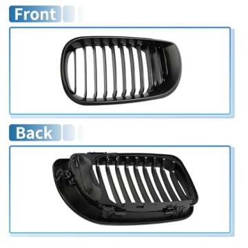 uxcell No.51137042961/51137042962 Front Upper Hood Bumper Grille Grill for BMW 335i 2010-2013 Front Upper Bumper Kidney Grille Grill Signal Slat Matte Black Pair