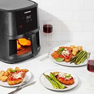 Chefman TurboTouch Easy View Air Fryer, The Most Convenient And Healthy Way To Cook Oil-Free, Watch Food Cook To Crispy And Low-Calorie Finish Through Convenient Window, 8 Qt