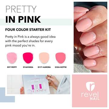 Revel Nail Starter Dip Powder Kit - 4 Color Nail Kit, Manicure Set with Nail and Liquid Pretty in Pi...
