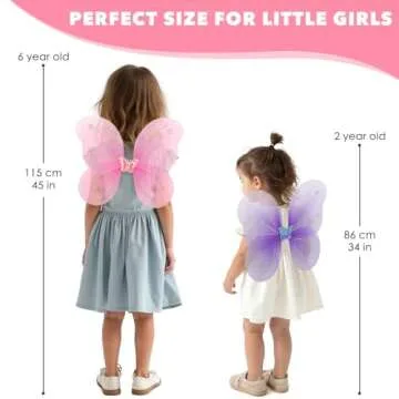 kilofly 4 Sets Angel Butterfly Wings Fairy Wands Princess Dress Up Costume