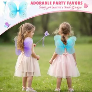 kilofly 4 Sets Angel Butterfly Wings Fairy Wands Princess Dress Up Costume