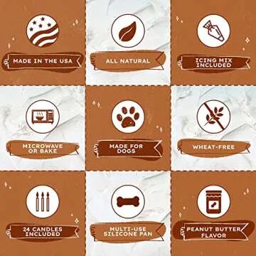 Puppy Cake Mix Dog Birthday Cake Kit, with Bone Silicone Pan and Candles (Peanut Butter, Blue) Made in USA