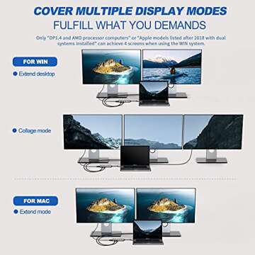 Falwedi 12 in 1 Triple Monitor USB C Docking Station, Dual HDMI & VGA Adapter, PD3.0, Ethernet, SD TF Card Reader, 4 USB Ports, Mic/Audio USB C Hub, Dock Compatible for MacBook/Dell/HP/Lenovo Laptops