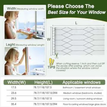 Windimiley Window Privacy Film Stained Glass Frosted Glass Window Clings Moroccan Lattice Decorative Bathroom Door Coverings UV Sun Blocking Heat Control Removable Home Tint,(17.5X78.7in,Pure)