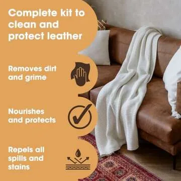 Furniture Clinic Large Leather Care Kit | Leather Cleaner + Protection Cream for Furniture | Two 17o...