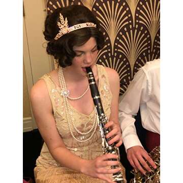 BABEYOND 1920s Gatsby Pearl Necklace Vintage Bridal Pearl Necklace Earrings Jewelry Set Multilayer Imitation Pearl Necklace with Brooch (Style 1-Rose Gold)