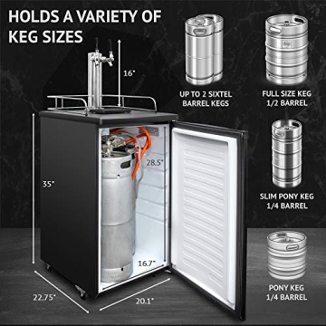 Ivation Full Size Kegerator | Dual Tap Beverage Cooler
