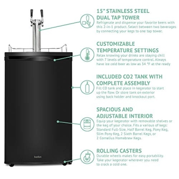 Ivation Full Size Kegerator | Dual Tap Beverage Cooler