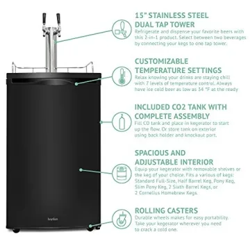 Ivation Full Size Kegerator | Dual Tap Beverage Cooler