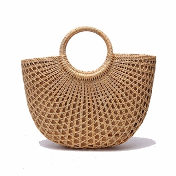 JOLLQUE Handwoven Straw Beach Bag for Women - Stylish Summer Tote