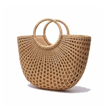 Handwoven JOLLQUE Straw Beach Bag for Women - Unique Summer Purse