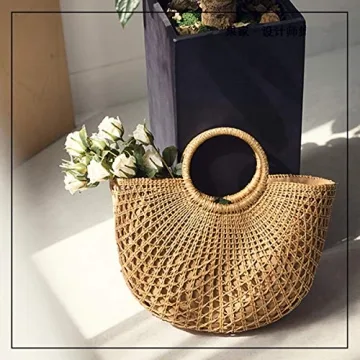 Handwoven JOLLQUE Straw Beach Bag for Women - Unique Summer Purse