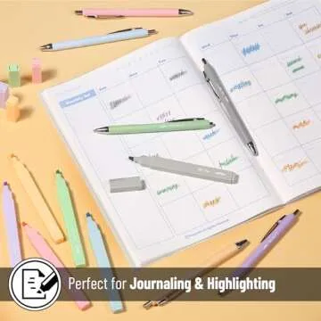 Mr. Pen- Aesthetic Highlighters and Pens No Bleed, 12 Pack, Assorted Colors Bible Highlighters No Bleed, Black Ink Bible Pens, No Bleed Highlighters for Bibles, Bible Pens No Bleed Through