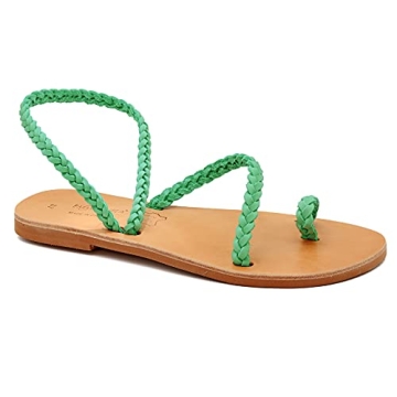 Size 5 Mint Emmanuela Ancient Greek Handmade Braided Leather Sandals, Quality Ankle Strap Slip on Su...
