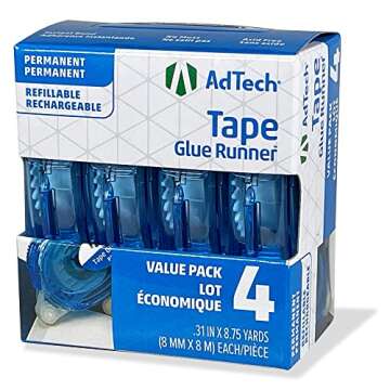 Adtech 05603 Glue Runner Permanent 35 Yards Total - Pack of 3 (4 each), Blue