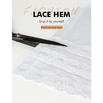 MANCYFIT Pettipant Half Slip for Women Bloomers 12-18" Inseam Wide Leg Lace Pajama Pants White Medium