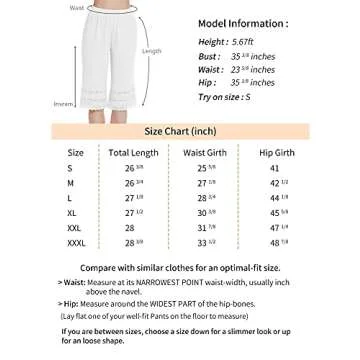 MANCYFIT Pettipant Half Slip for Women Bloomers 12-18" Inseam Wide Leg Lace Pajama Pants White Medium