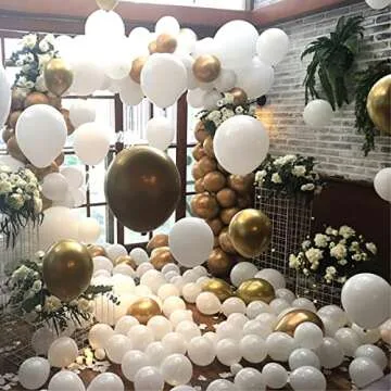 10 inch White Latex Balloons, 100 pcs Thick White Party Balloons Birthday Decorations (White)