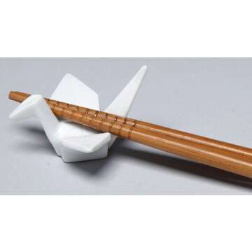 Happy Sales HSCRCRN4, Set of 4 White Porcelain Crane Rests Chopstick Rest Set