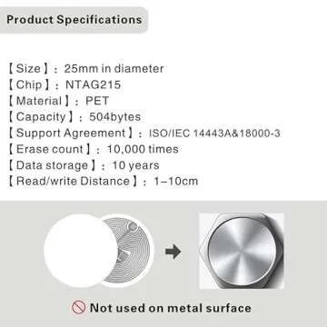 Timeskey NFC Tags 10pcs NTAG215 Stickers Fully Programmable