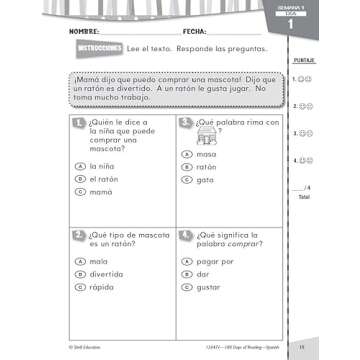 180 Days™: Reading for 1st Grade Spanish Practice Workbook for Classroom and Home, Cool and Fun Practice Created by Teachers (180 Days of Practice) (Spanish Edition)